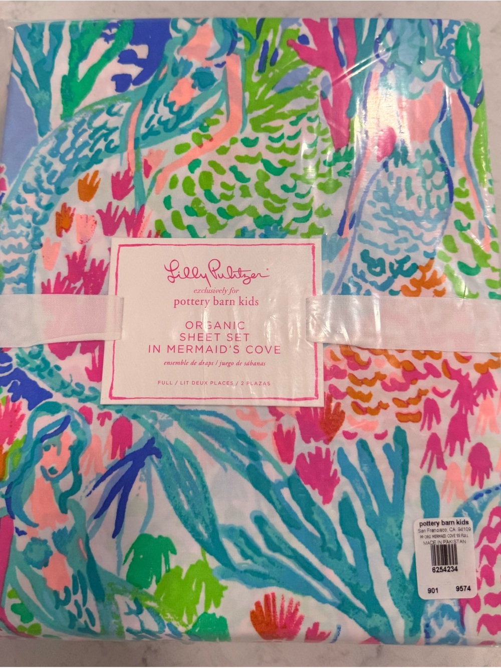 Lilly Pulitzer/Pottery Barn FULL sheet Mermaids Cove RARE, beautiful, organic